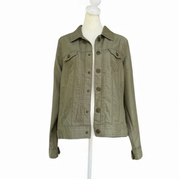 Tahari Lyocell Pintuck Jacket in Green/Black/Blue-Gray Size Medium NEW - Picture 5 of 14